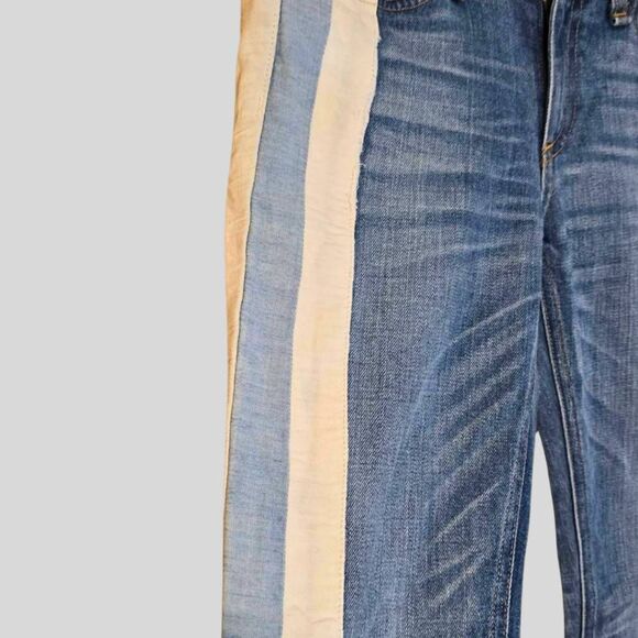 Rag & Bone Relay Racer Skinny Jeans Women's Size 25 Blue Stripe Zip Ankle Design - Picture 12 of 13